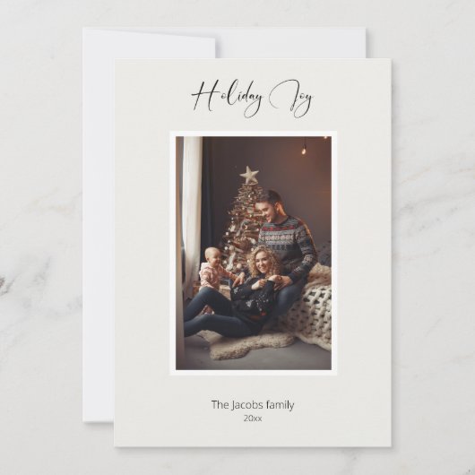 Moderne e-legant-feestdag - Joy Script-foto Feestdagenkaart (Voorkant)