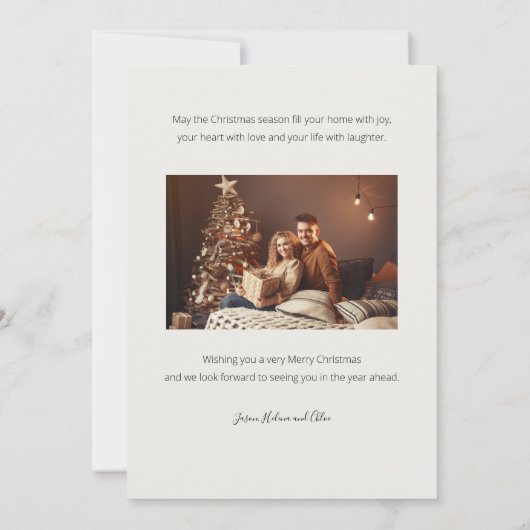 Moderne e-legant-feestdag - Joy Script-foto Feestdagenkaart (Achterkant)