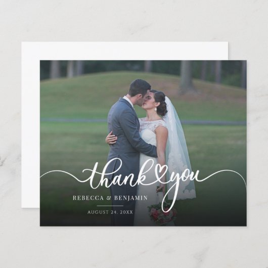 Moderne e-legant foto bruiloft Hartelijk dank (Voorkant / Achterkant)