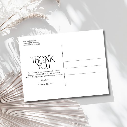 Moderne e-legant foto bruiloft Hartelijk dank Briefkaart
