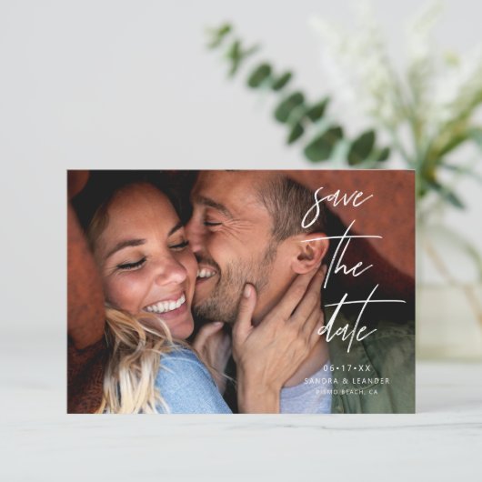 Moderne e-legant foto slaat de datumkaart op (Staand voorkant)
