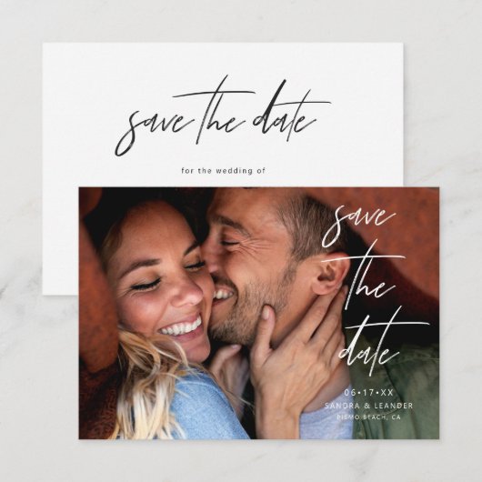 Moderne e-legant foto slaat de datumkaart op (Voorkant / Achterkant)