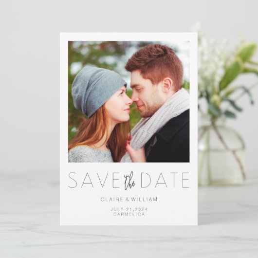 Moderne e-legant foto slaat de datumkaart op save the date (Staand voorkant)