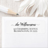 Moderne e-legant naam script retouradres etiket (Insitu)