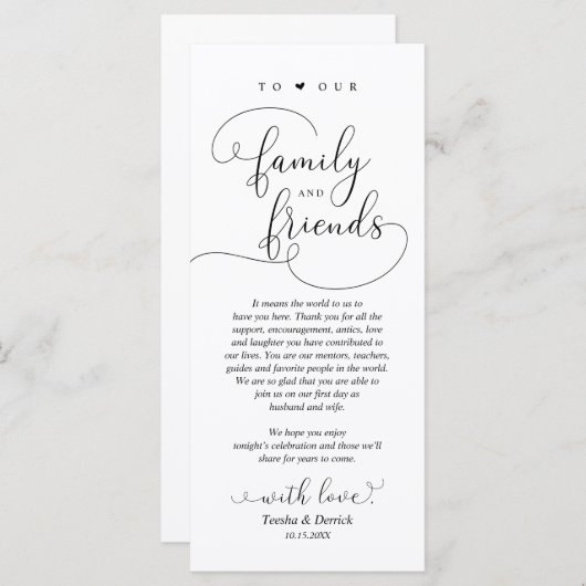 Moderne e-legant, plaatsinstelling Hartelijk dank Programmakaart (Voorkant / Achterkant)