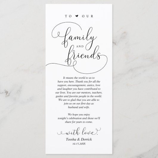 Moderne e-legant, plaatsinstelling Hartelijk dank Programmakaart (Voorkant)