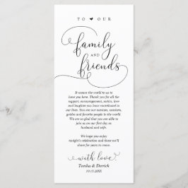 Moderne e-legant, plaatsinstelling Hartelijk dank Programmakaart