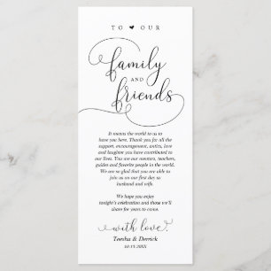 Moderne e-legant, plaatsinstelling Hartelijk dank Programmakaart