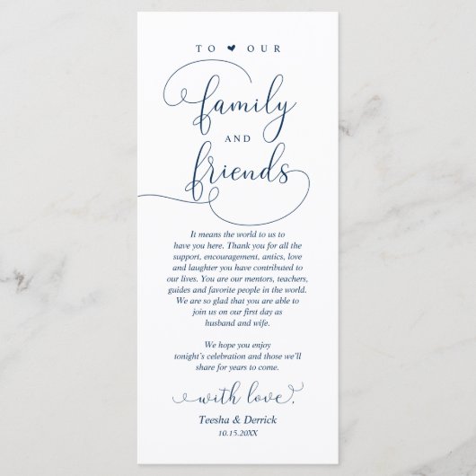 Moderne e-legant, plaatsinstelling Hartelijk dank Programmakaart (Voorkant)