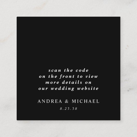 Moderne e legant QR Code Weddenschap Website Bijla Informatiekaartje (Achterkant)