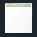 Moderne e legant Sage Green Simple Border Name Notitieblok<br><div class="desc">Moderne,  minimalistische laptop met naam. Dit eenvoudige ontwerp biedt jouw naam bovenaan,  voorzien van een stijlvol,  groen kleurenblok en een delicaat lijst.</div>