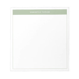 Moderne e legant Sage Green Simple Border Name Notitieblok