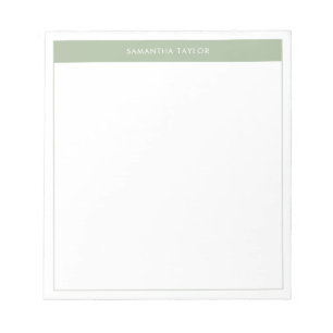 Moderne e legant Sage Green Simple Border Name Notitieblok