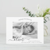 Moderne e legant Script Photo Collage New Baby Bir Aankondiging (Staand voorkant)