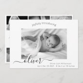 Moderne e legant Script Photo Collage New Baby Bir Aankondiging (Voorkant / Achterkant)