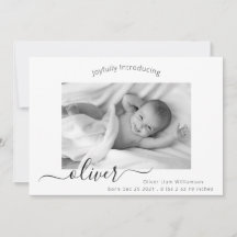 Moderne e legant Script Photo Collage New Baby Bir