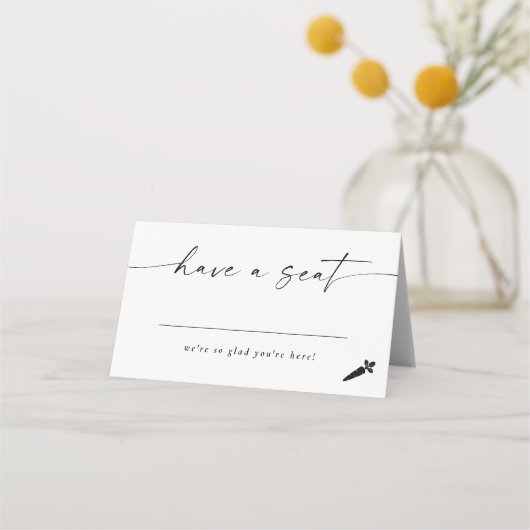 Moderne e legant Script Place Card Veggie Option Plaatskaartje (Voorkant)