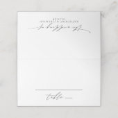 Moderne e legant Script Wedding Place Card Plaatskaartje (Buitenkant ongevouwen)