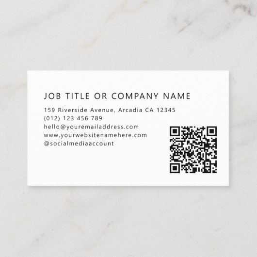 Moderne e legant Signature Script Moderne QR Code Visitekaartje (Achterkant)