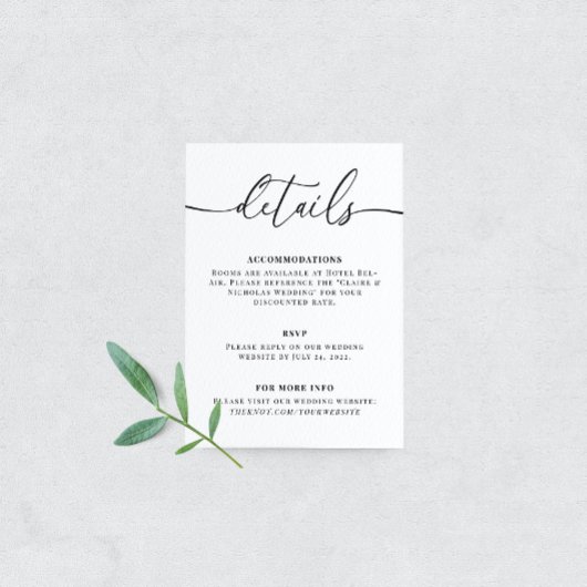 Moderne e legant Weddenschap-kaart voor details Informatiekaartje