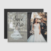 Moderne e-legante fotocollage bruiloft bewaart de  magnetische uitnodiging (Voorkant / Achterkant)