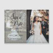 Moderne e-legante fotocollage bruiloft bewaart de  magnetische uitnodiging (Voorkant)