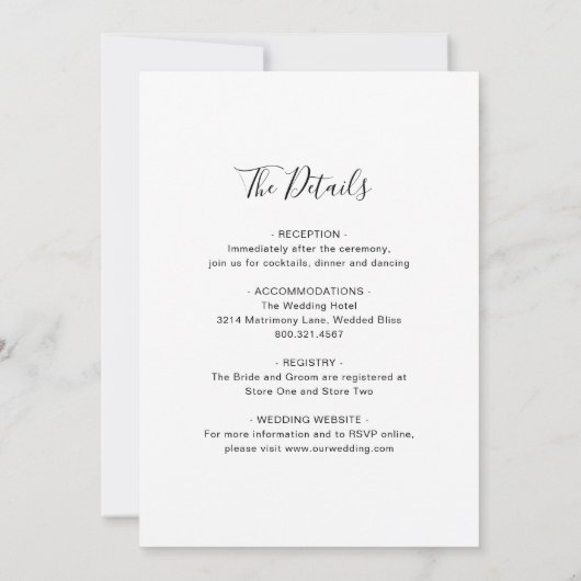 Moderne e-legante scriptfoto in één bruiloft kaart (Achterkant)