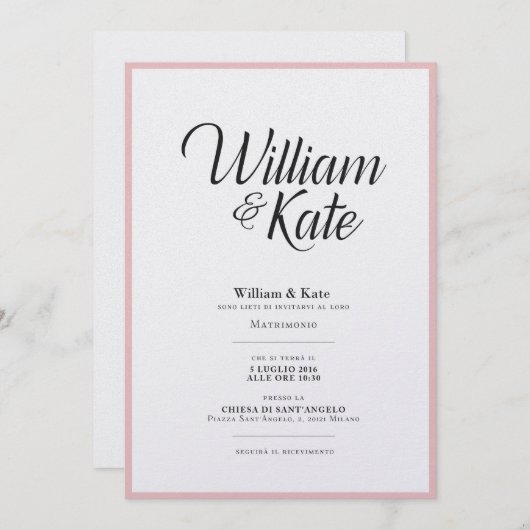 Moderne e Simple Wedding Invitation Kaart (Voorkant / Achterkant)