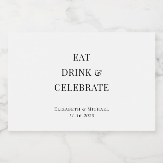 Moderne Eat Drink Vier Bruiloft Favor Likeurfles Etiket (Enkel label)