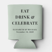 Moderne Eat Drink Vieren Sage Groene Bruiloft Blikjeskoeler (Achterkant)