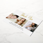 Moderne echte gouden folie script aangepaste 3 fot uitnodiging (Gedraaid)