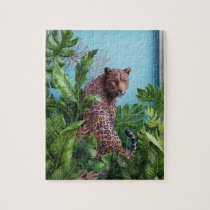 Moderne Eclectische Luipaard Jungle Puzzel 110 stu
