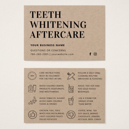 Moderne Eco Kraft Teeth Whitening Aftercare Kaart (Voorkant /achterkant)