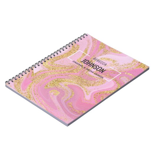 Moderne edelroze goudkleurige benaming - Notitiebo Notitieboek (Linkerzijde)