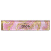 Moderne edelroze goudmarmer - Desk Naambordje (Voorkant)