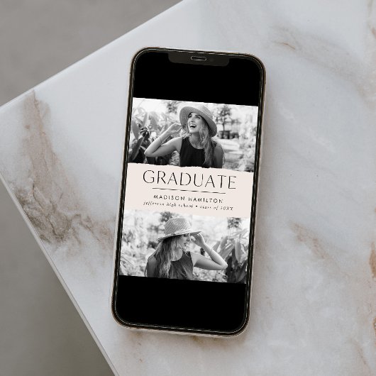 Moderne Edge Cream 2-foto-Afstuderen Aankondiging