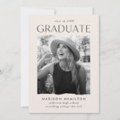 Moderne Edge Cream Photo Graduparty Kaart (Voorkant)