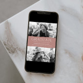 Moderne Edge Dusty Pink 2 Foto Afstuderen Aankondiging
