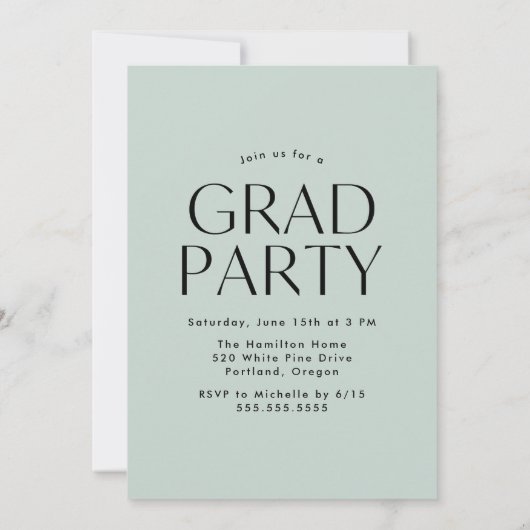 Moderne Edge Mint Photo Graduation Party Kaart (Achterkant)