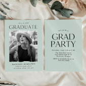 Moderne Edge Mint Photo Graduation Party Kaart