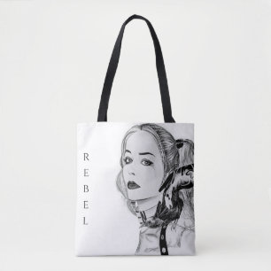 Moderne Edgy Punk Meisje & Raven Rebellentas Tote Bag