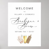 Moderne Edgy repetitie kalligrafie BBQ & brouwsels Poster (Voorkant)