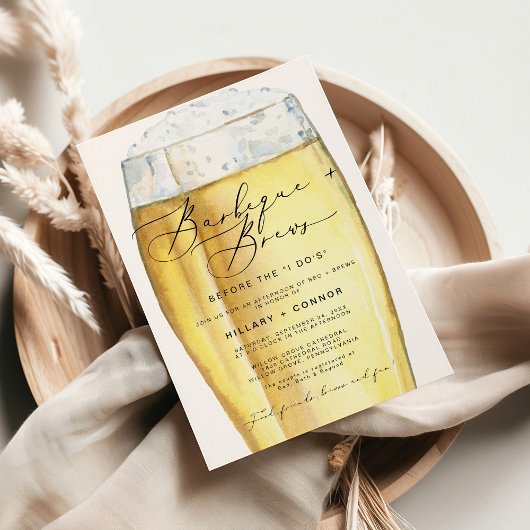 Moderne Edgy Zijn & Haar Kalligrafie BBQ & Brews Kaart