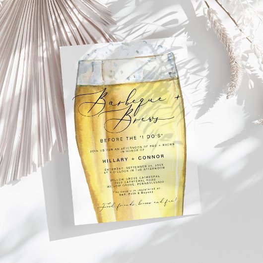 Moderne Edgy Zijn & Haar Kalligrafie BBQ & Brews Kaart