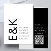 Moderne EDITABLE Bold Monogram QR CODE RSVP Wedden Kaart