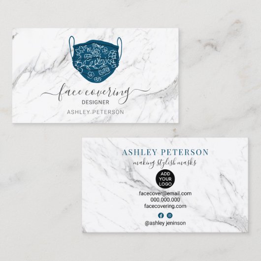 Moderne editable maskergezicht dat ontwerpermarmer visitekaartje (Voorkant / Achterkant)