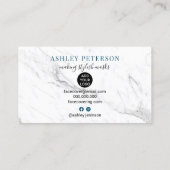 Moderne editable maskergezicht dat ontwerpermarmer visitekaartje (Achterkant)