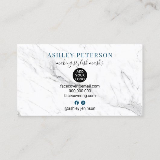 Moderne editable maskergezicht dat ontwerpermarmer visitekaartje (Achterkant)