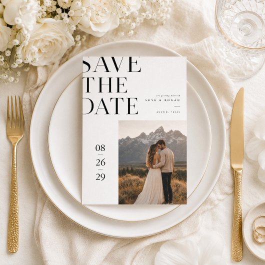 Moderne Editoriale Berghuwelijksfoto Save The Date