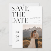 Moderne Editoriale Berghuwelijksfoto Save The Date (Voorkant)